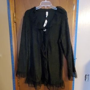 NWT Sheer ruffle cardigan